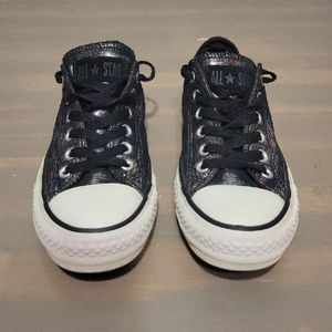 Converse All Star Shimmer Low Womens Size 6.5 Black Metallic Rainbow